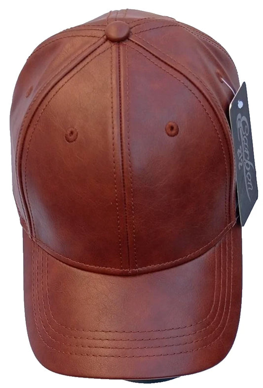 Carbon 212 Brown Faux Leather Baseball Cap Adjustable One Size Unisex Hat