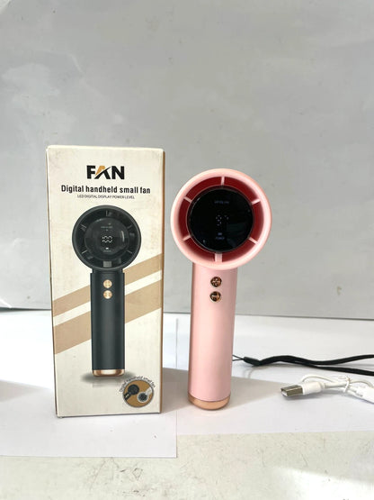 FAN Digital Handheld Small Fan Rechargeable Portable USB Cooling Fan with LED Display – Pink