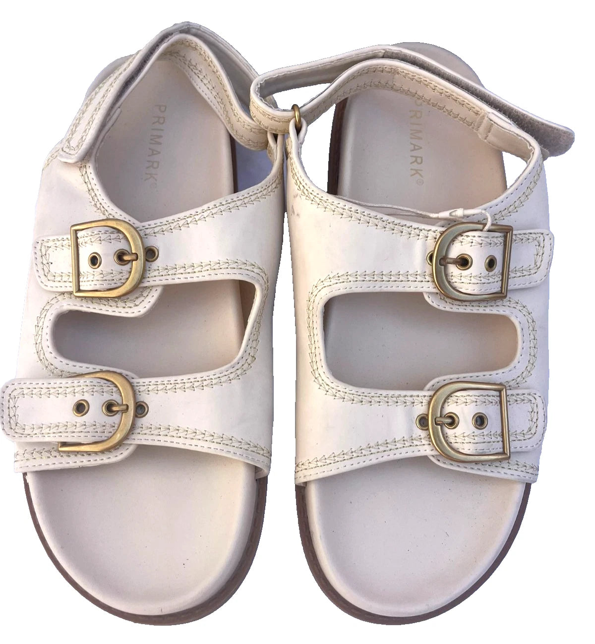 Primark Cream Buckle Strap Sandals Women’s Flat Casual Summer Shoes