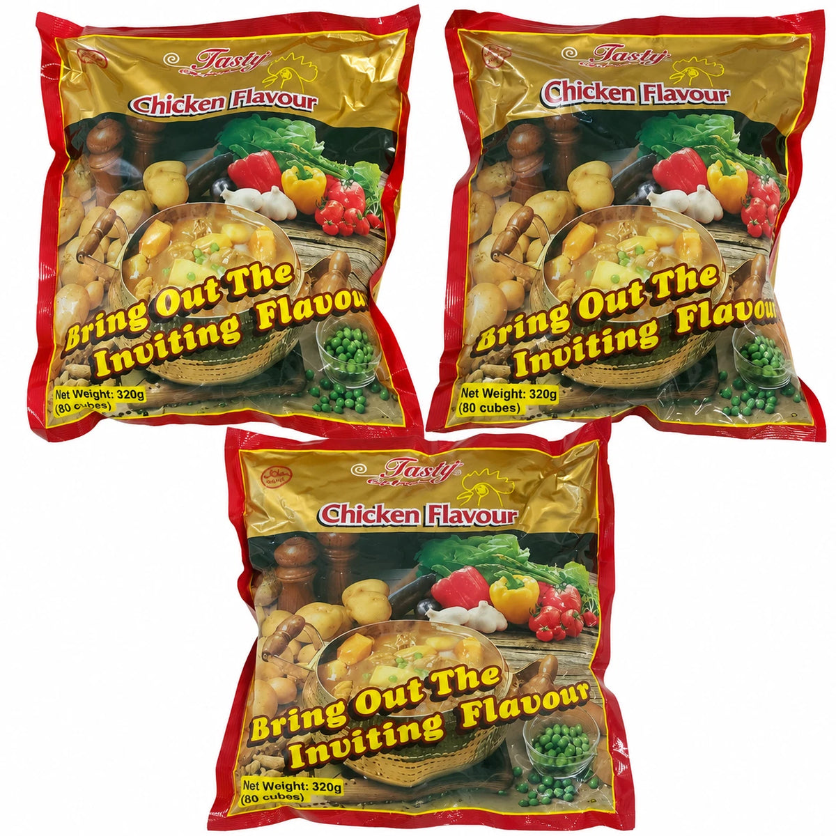 3 x Tasty Cubes Chicken Flavour Seasoning 320g Each
