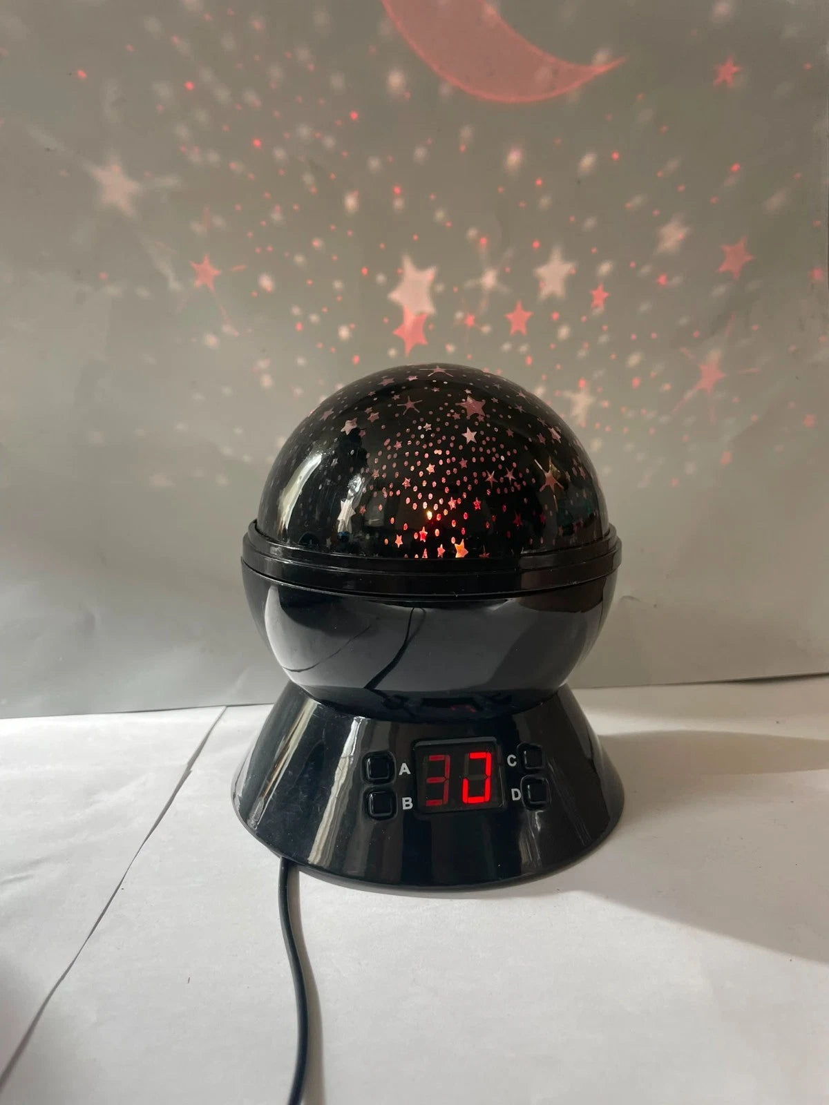 Mokoqi Star Projector Night Light LED Moon Sky Lamp Digital Clock Black