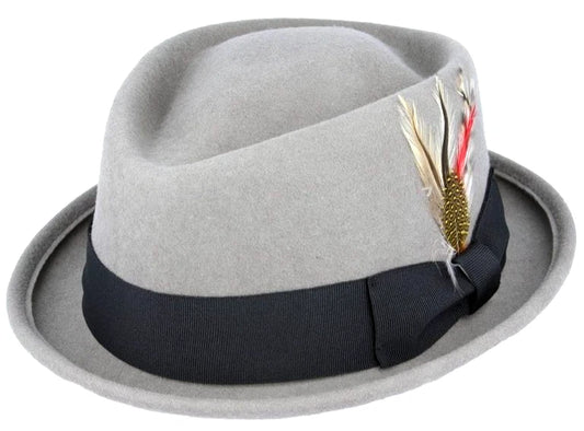 Crushable Diamond Crown Pork Pie Hat – Grey | Size Medium 57cm | DC310GRY