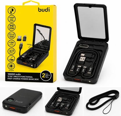Budi 10000mAh 12-in-1 Power Bank 65W PD Fast Charger