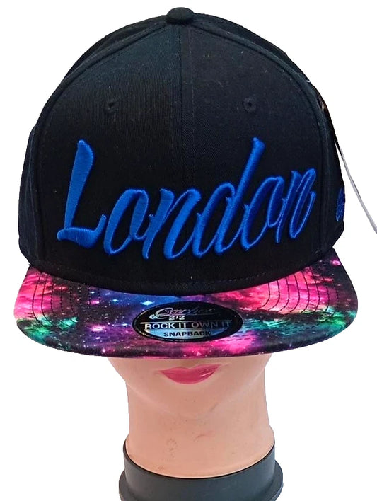 Carbon 212 London Black Snapback Cap Galaxy Peak Hat One Size Unisex