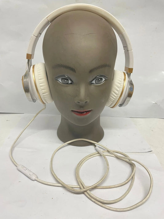 Biensound Over Ear Headphones White Gold Wired Stereo Headphones With Mic