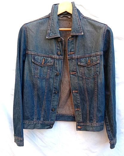 Women’s Blue Denim Jacket – Classic Fit – Button Front – Vintage Style