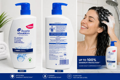 3 x Head & Shoulders Classic Clean Anti-Dandruff Shampoo 1000ml