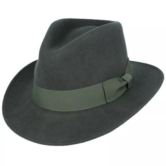 Crushable Fedora Hat with Grosgrain Band - Dark Green - Stylish & Practical X-Large - 61cm, 7 3/4