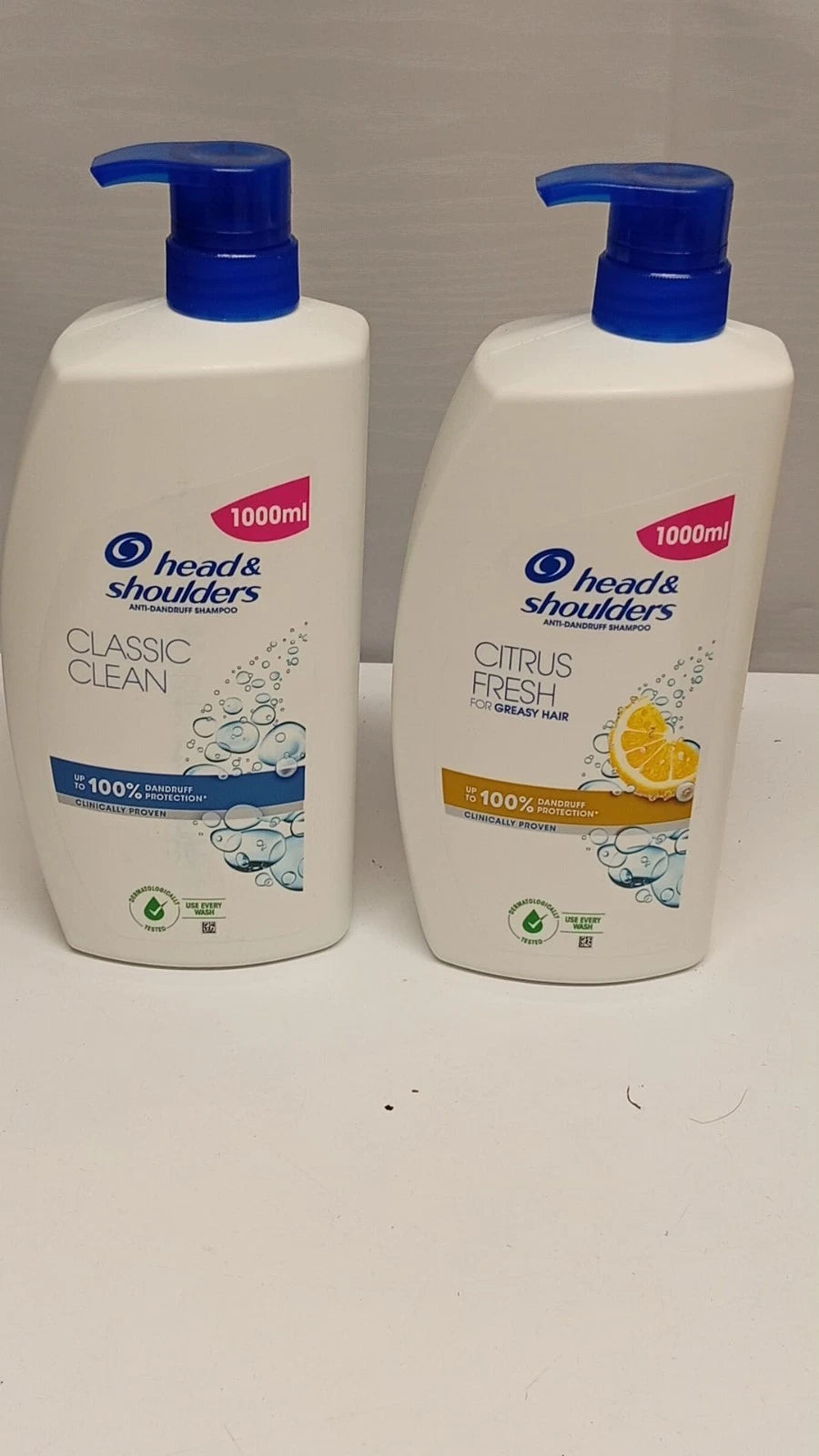 2x Head & Shoulders Citrus Fresh and classic clean Anti-Dandruff Shampoo 1000ml