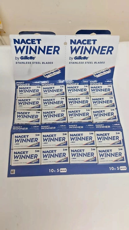 5 blade x 4 Packs Nacet Winner by Gillette - Stainless Steel Double-Edge Blades