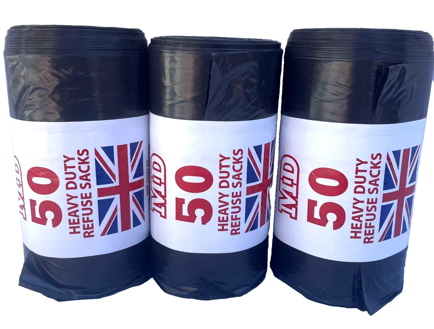 3x MD 50 Heavy Duty Refuse Sacks Rolls – 70x83cm Strong Bin Bags