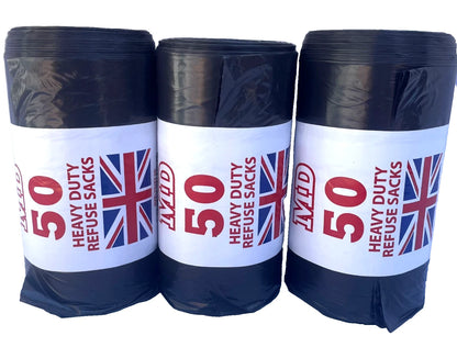 3x MD 50 Heavy Duty Refuse Sacks Rolls – 70x83cm Strong Bin Bags