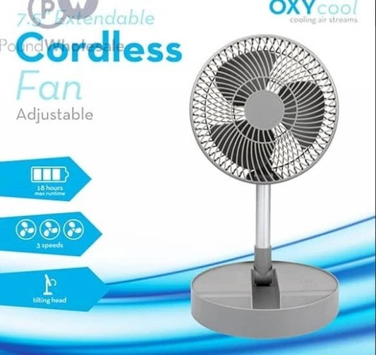 Oxycool Extendable Cordless Desk Fan 7.8" – Rechargeable & Portable