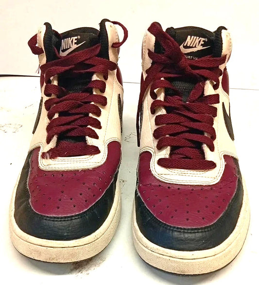 Nike Court Vision Mid Trainers Burgundy & White UK 7 / EU 41 High Top Sneakers