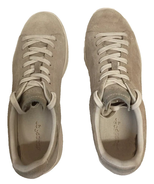 Unisex Beige Suede Trainers UK 8 EU 42 Lace-Up Sneakers Low Top Shoes