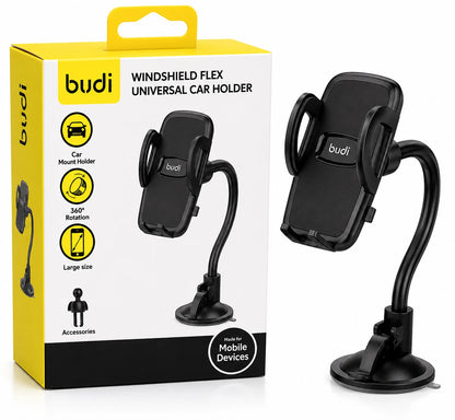 Budi Universal Car Phone Holder 360° Rotating Windscreen Suction Mount