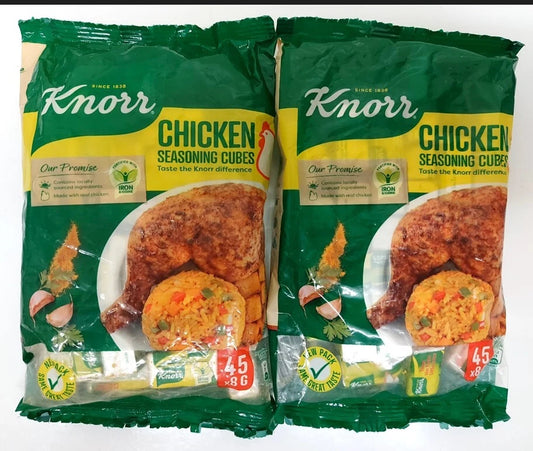Nigeria Knorr Chicken Seasoning Cubes- 2 packets of 8g X 45 each Net weight 360g