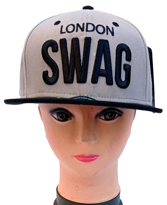 Carbon 212 London SWAG Snapback Cap Grey Black Flat Peak Hat One Size Unisex