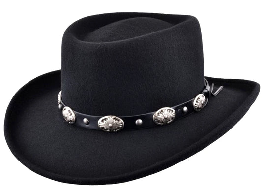 Crushable Wool Felt Gambler Hat with Buckle Band – Black | Size M 57cm | FE336
