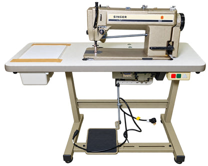 Singer 591 Industrial Sewing Machine With Table Motor Pedal - Belt Missing