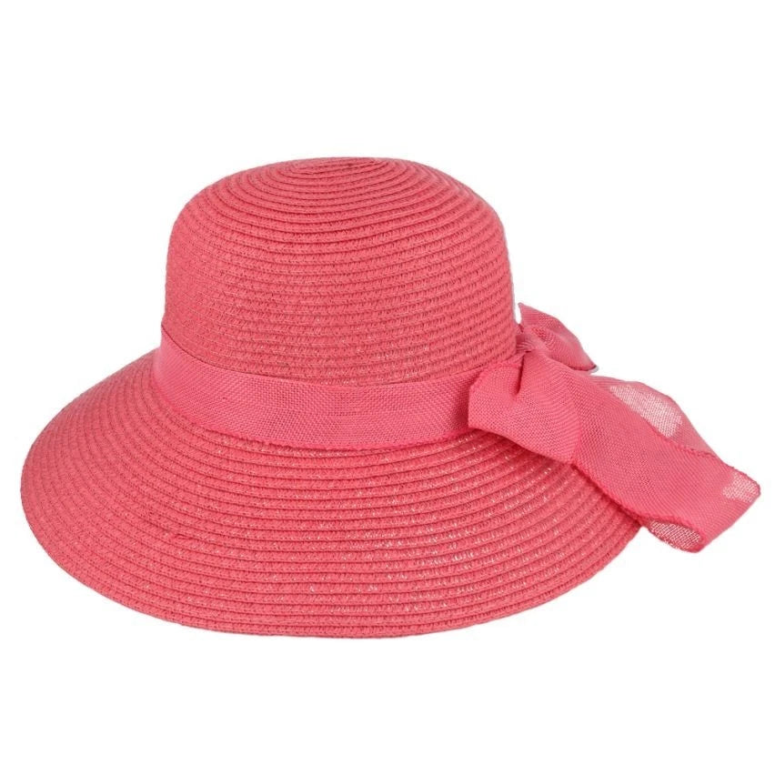 Summer Paper Straw Wide Brim Floppy Hat – Magenta