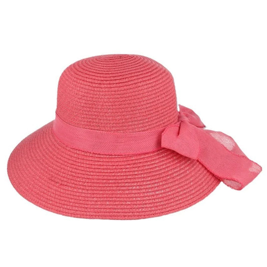 Summer Paper Straw Wide Brim Floppy Hat – Magenta