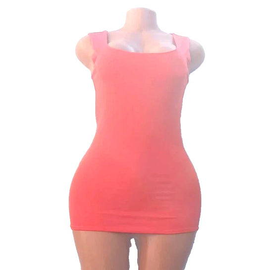 Zack Coral Bodycon Mini Dress Sleeveless – Fitted Stretch Club Party Dress