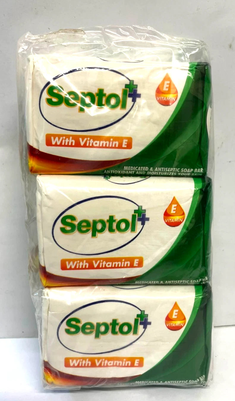 3 x Septol Plus Vitamin E Cleansing Soap Bars 70g Each New Sealed
