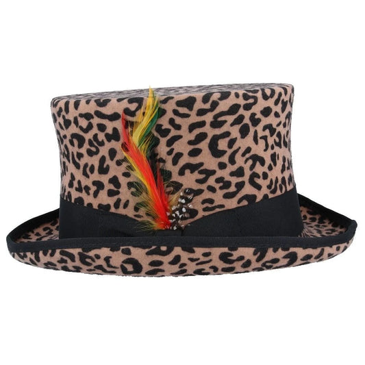 Wool Felt Top Hat – Leopard Print – Size: Large 59cm (7 1/2)
