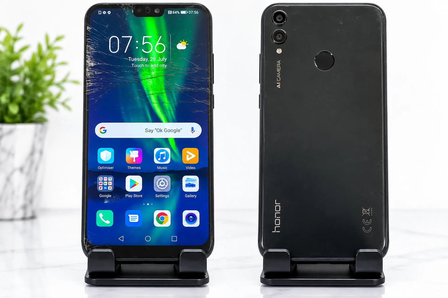 Honor 8X JSN-L21 64GB 4GB RAM Black Android Phone Cracked Screen - Working