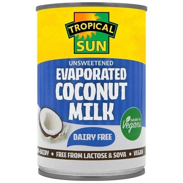 tropical Sun Evaporated Coconut Milk - 400ml (Unsweetened, Dairy-Free, Vegan)