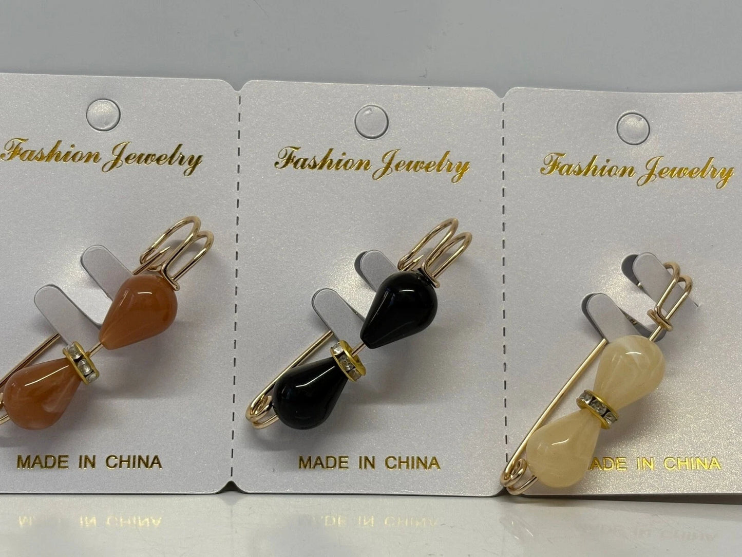 Elegant Teardrop Crystal Hijab Pins – Blue, Green & Maroon