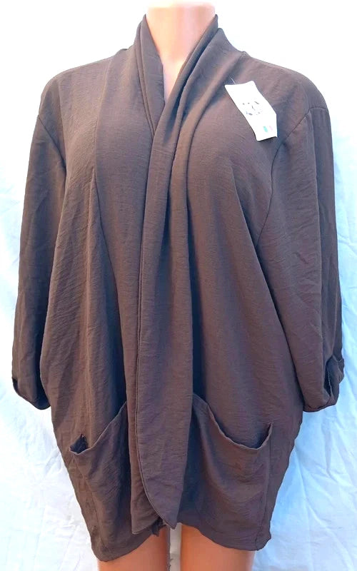 Porte A Porte Fashion Brown Open Front Cardigan Jacket