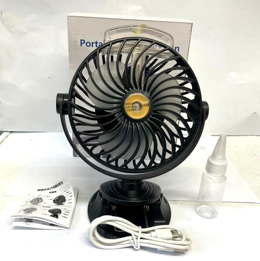 Portable Black Wireless Clip Spray Fan USB Rechargeable Desk Fan