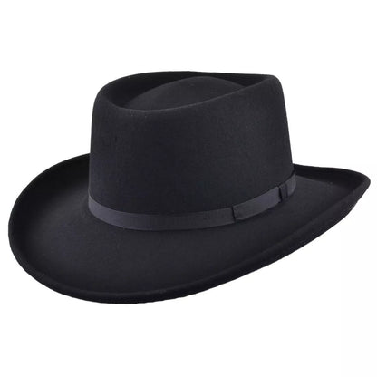 Crushable Wool Felt Gambler hat - Black Medium: 57 cm (7 1/4)