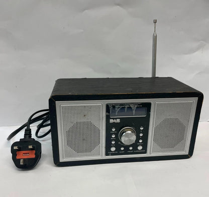 Tesco DAB109FD DAB + FM Digital Radio Alarm Clock Dual Speaker Black & Silver