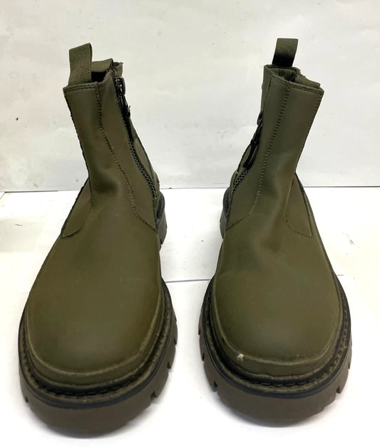Green Rubber Ankle Boots UK 7 EU 41 Chunky Sole Zip