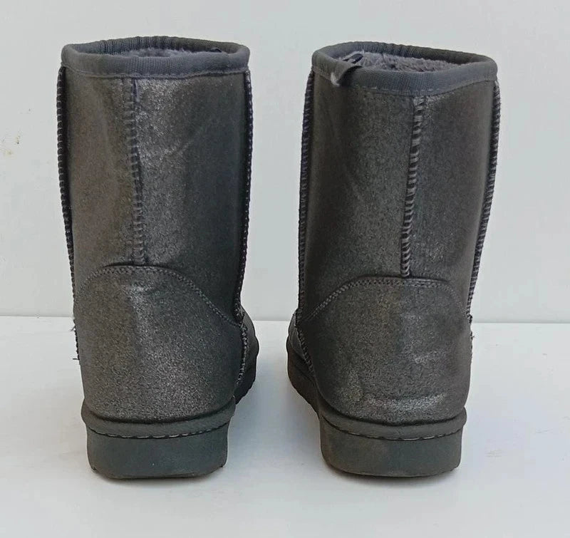 Grey Faux Fur Lined Winter Boots UK 8 EU 42 Mid Calf Warm Snow Boots