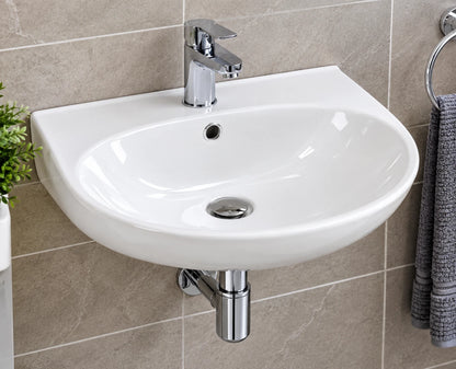 White Ceramic Hand Wash Basin Wall Mounted Sink