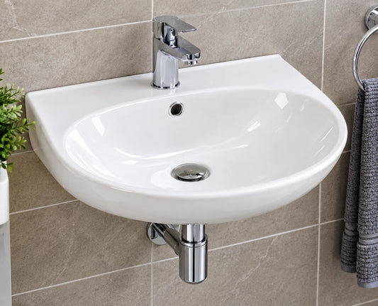 White Ceramic Hand Wash Basin Wall Mounted Sink