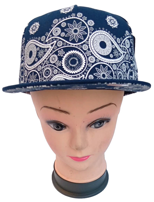 Carbon 212 London Blue Paisley Snapback Cap Flat Peak Hat One Size Unisex