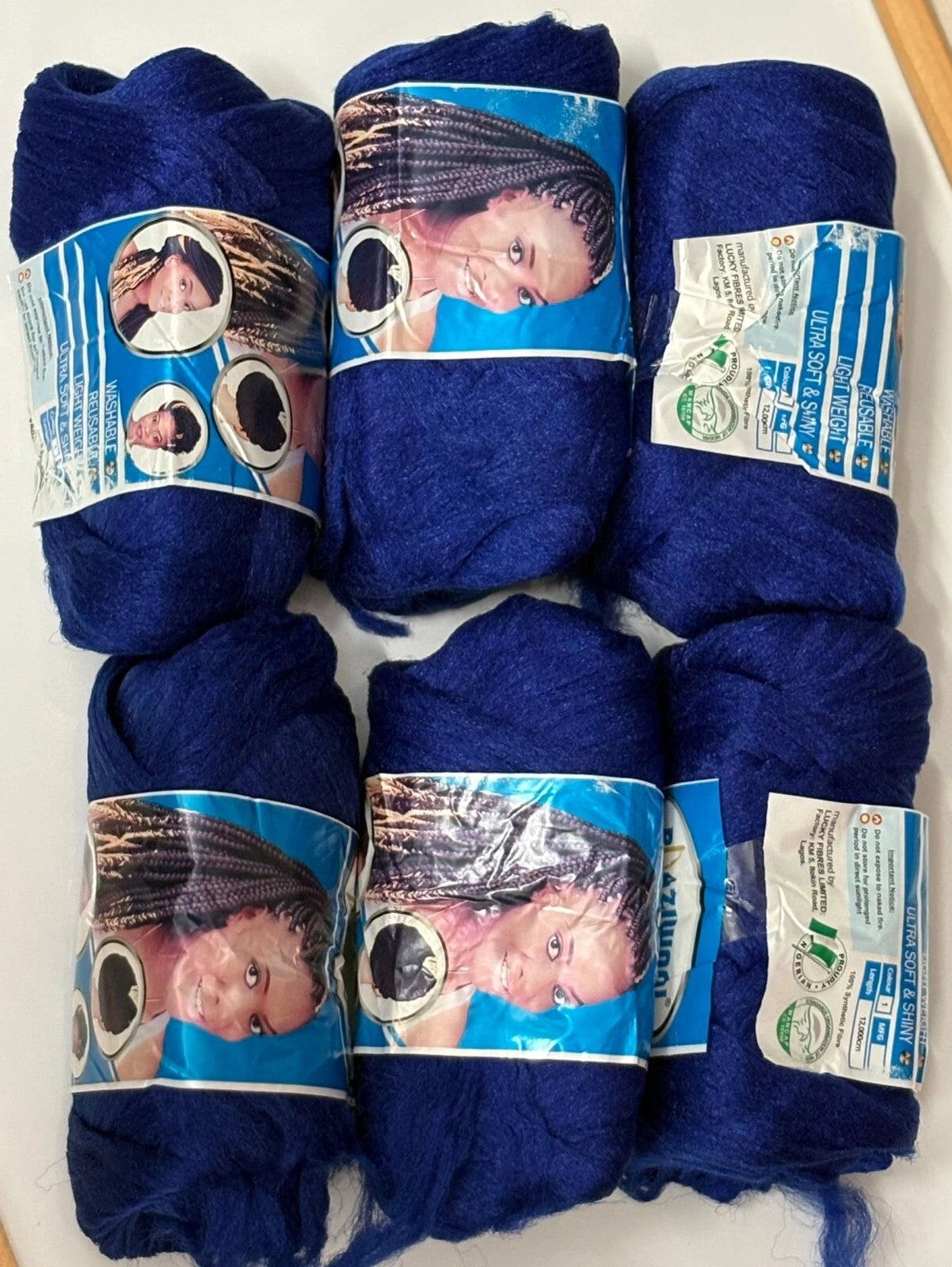 Blue Hair Attachment Wool for Braids, Locs & Creative Styling x6
