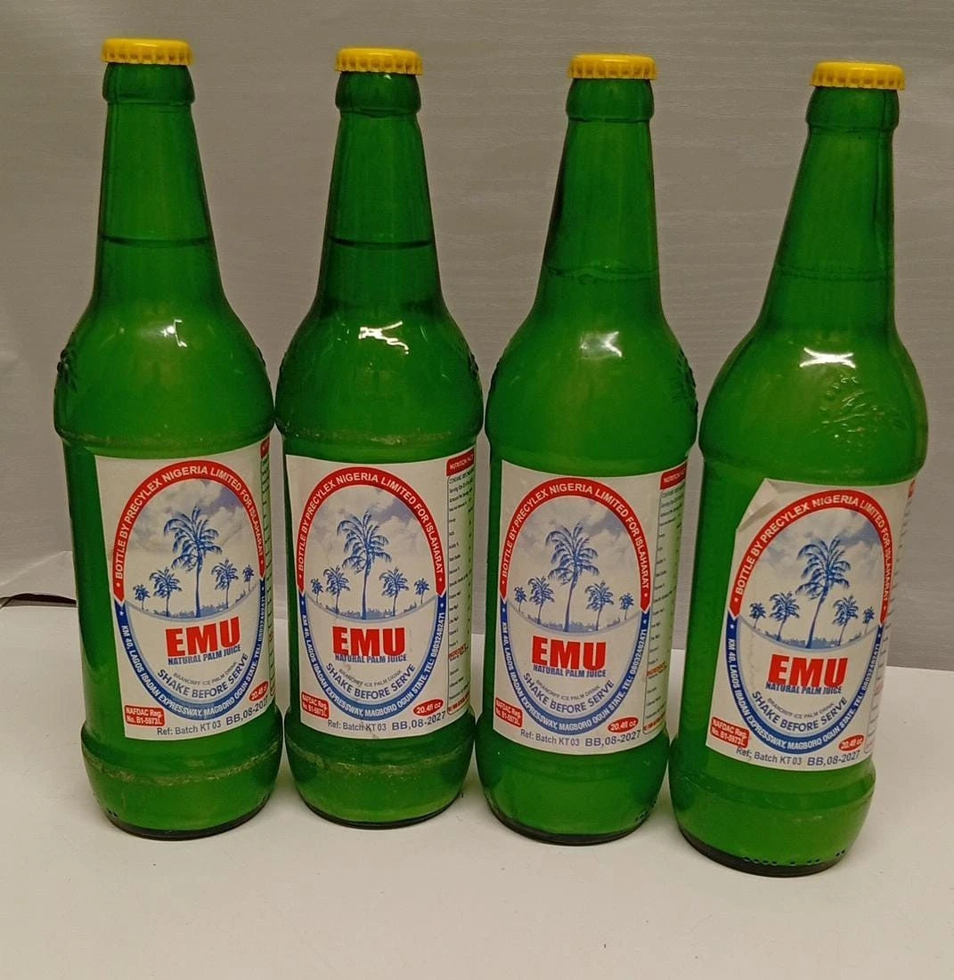 EMU Palm Wine – 4 Bottles (Fresh Nigerian Traditional Palm Drink)