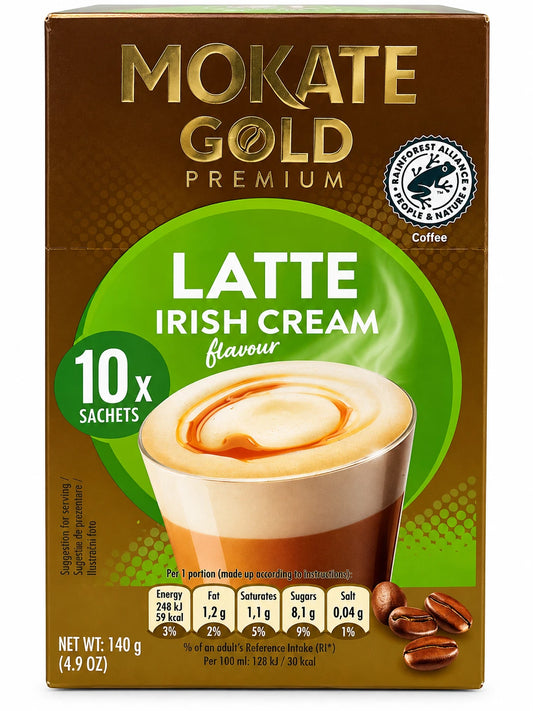 Mokate Gold Irish Cream Latte 10 Sachets Instant Coffee Drink 140g