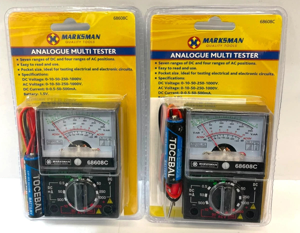 2 x Marksman Analogue Multimeter Multi Tester AC DC Voltage Current - Black