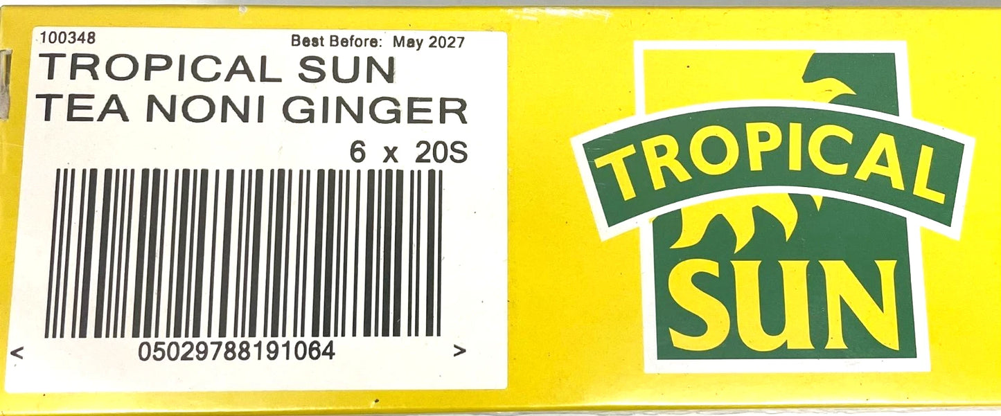 6 x Tropical Sun Noni Ginger Tea Caffeine-Free, 20 Tea Bags Each