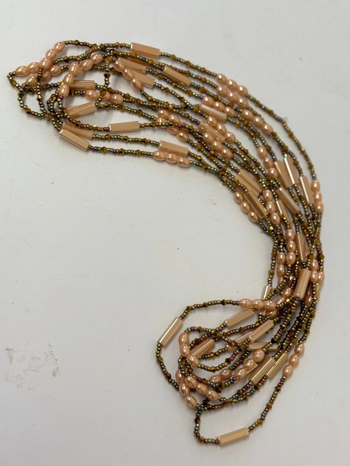 Waist Beads – Bronze Shine with Cream Oval & Tube Beads