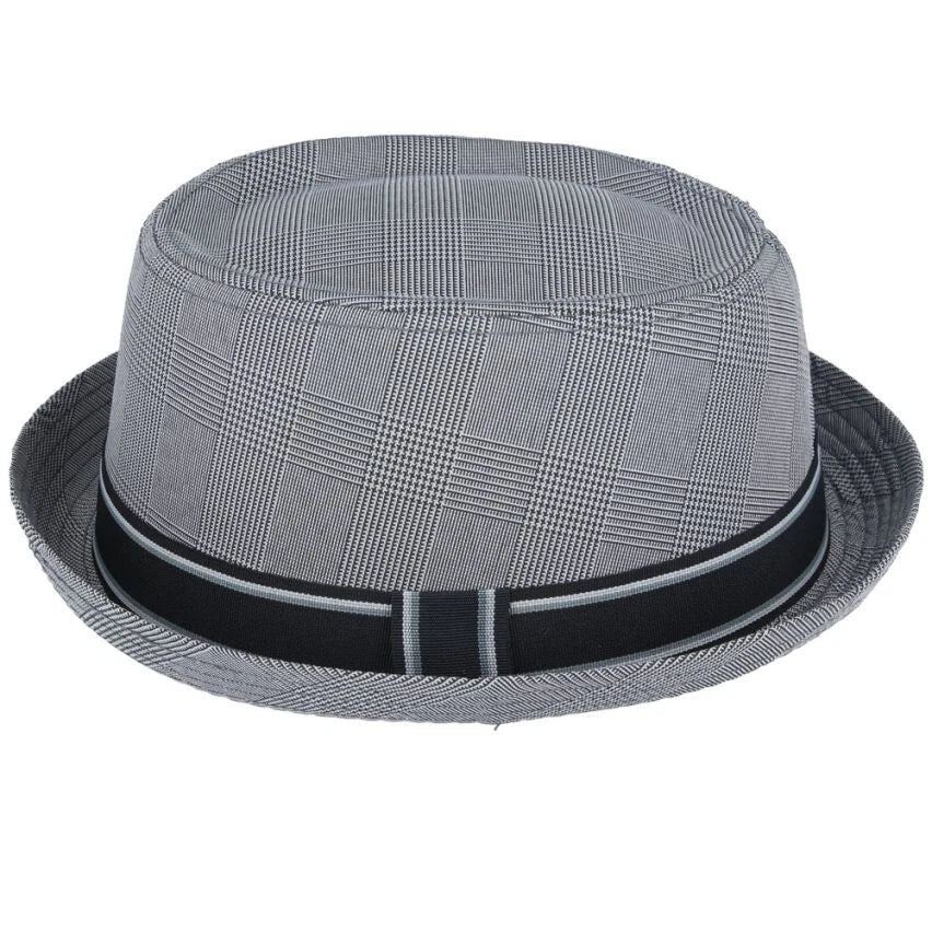 Cotton Pork Pie Hat With Strip Band - Grey - X Large 61cm