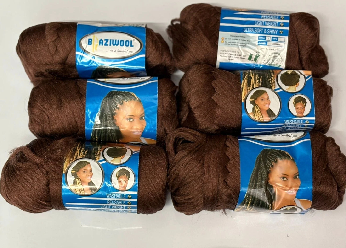 Brown Baziwool Hair Attachment for Braids, Twists & Locs x6