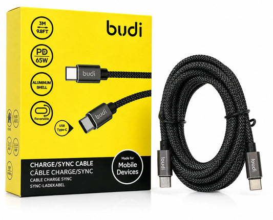 Budi 3M USB-C to USB-C 65W PD Fast Charging Cable